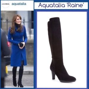 New Aquatalia by Marvin K 'Raine' Black Suede Side Stretch Tall Boots Italy $650